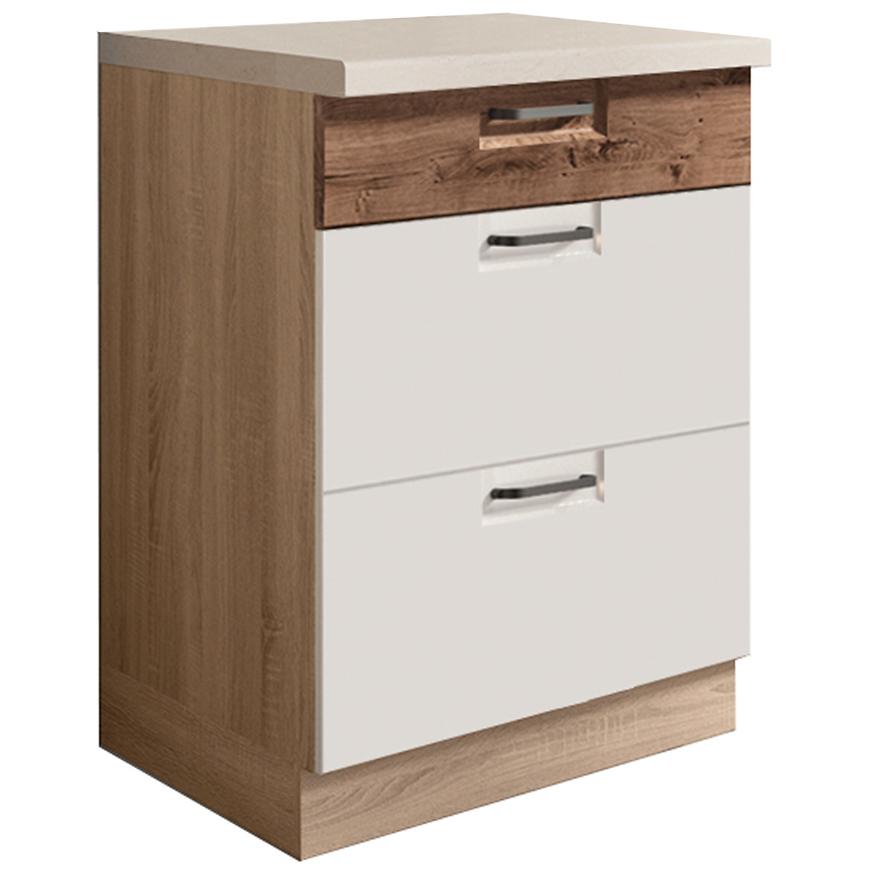 Kuchyňská Skříňka Favorit 10D Sonoma/White/Ribbeck
