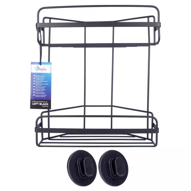 Polička koupelnová 2p rohová Loft black,3