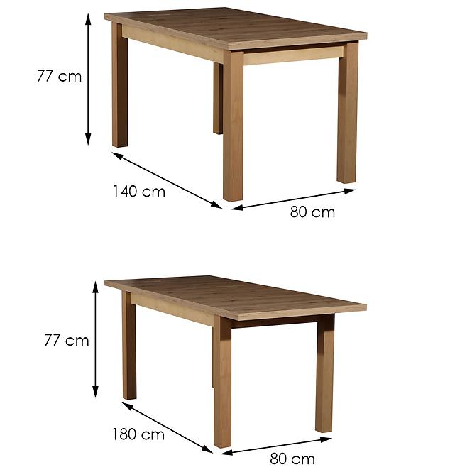 Stůl St28 140x80+40 L Dub Artisan