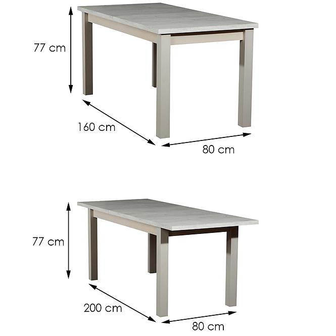Stůl St28 160x80x40 L Dub Craft Bílý
