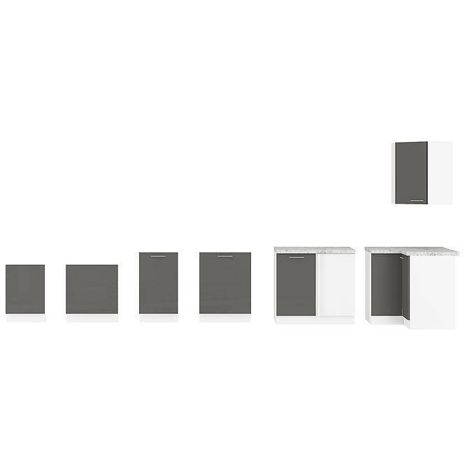 Kuchyňská Skříňka Lara 60dp-210 2f Bb Mdf Šedá Lesk,4