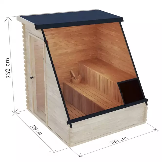 Venkovní hranatá sauna 2x2 m,3