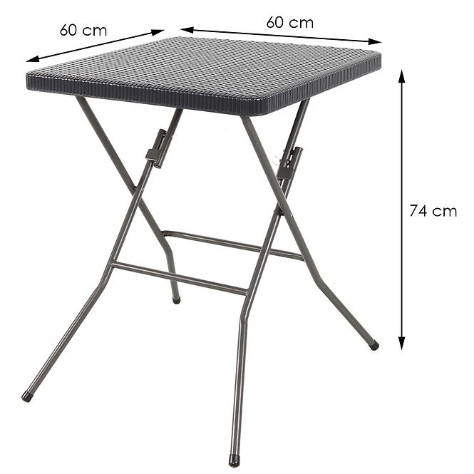 Souprava čtvercový stůl + 2 židle grafitová