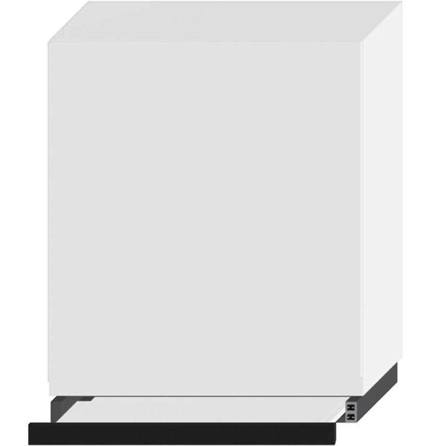 Kuchyňská skříňka Livia W60/68 SLIM PL  se stříbrnou digestoří bílý puntík mat