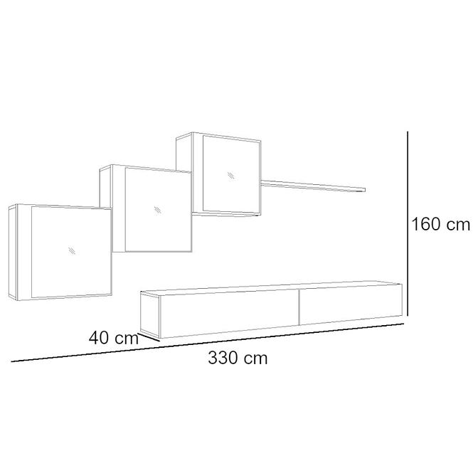 Obývací Stěna Switch XX sklo + LED bílá/černá ,2