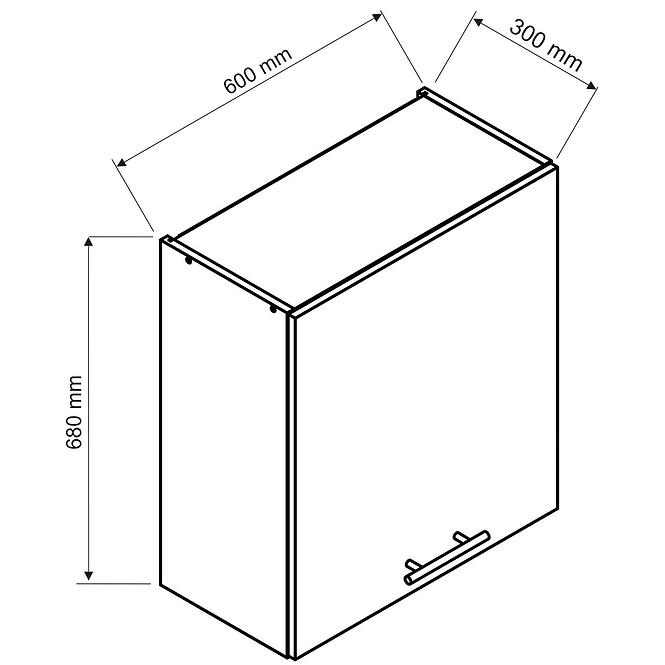 Kuchyňská Skříňka Denis W60/68 Slim Pl S Černou Digestoří bílý puntík