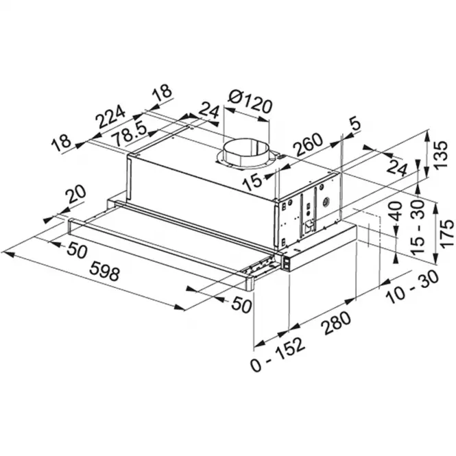 Kuchyňská Skříňka Denis W60/68 Slim Pl S Černou Digestoří bílý puntík,5