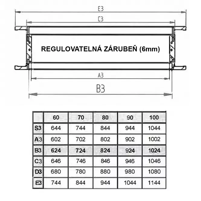 Horní nosník regulovatelné zárubně catania světlý 90 80-100,2