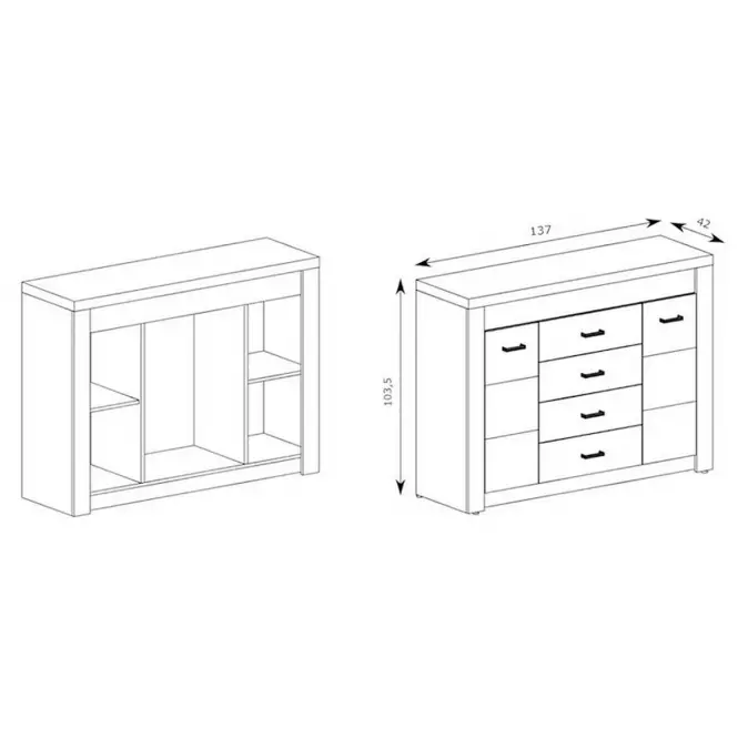 Komoda 2d4s Indianapolis I7 Jasan Světlý,3