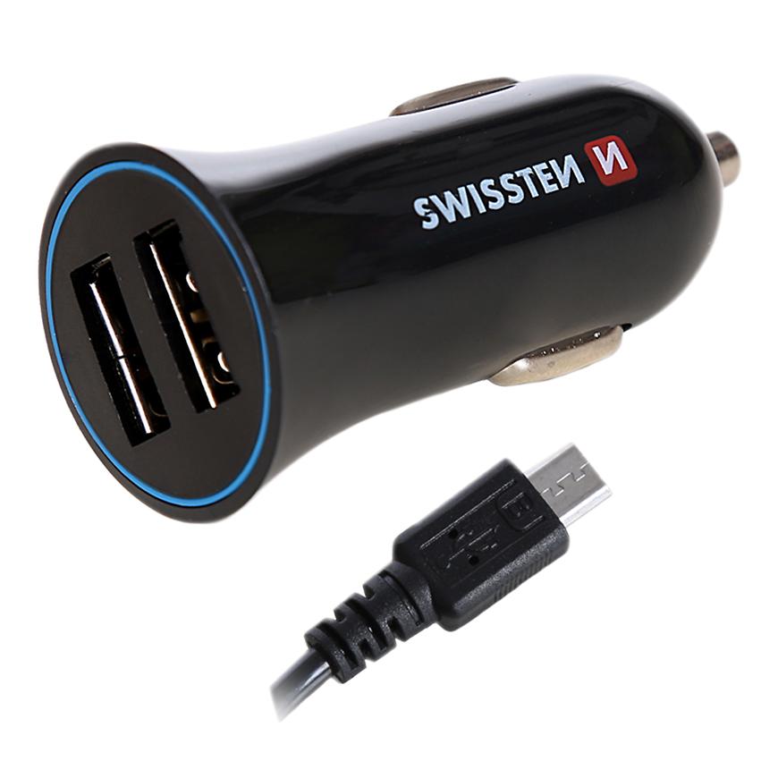 Levně Nabíječka USB 12/24V Swissten 2,34AMP 2x USB