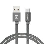 Kabel datový Swissten Textile USB / Micro USB 1.2 m stříbrný