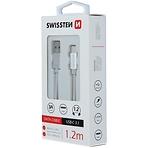 Kabel datový Swissten Textile USB / USB-C 1.2 m stříbrný