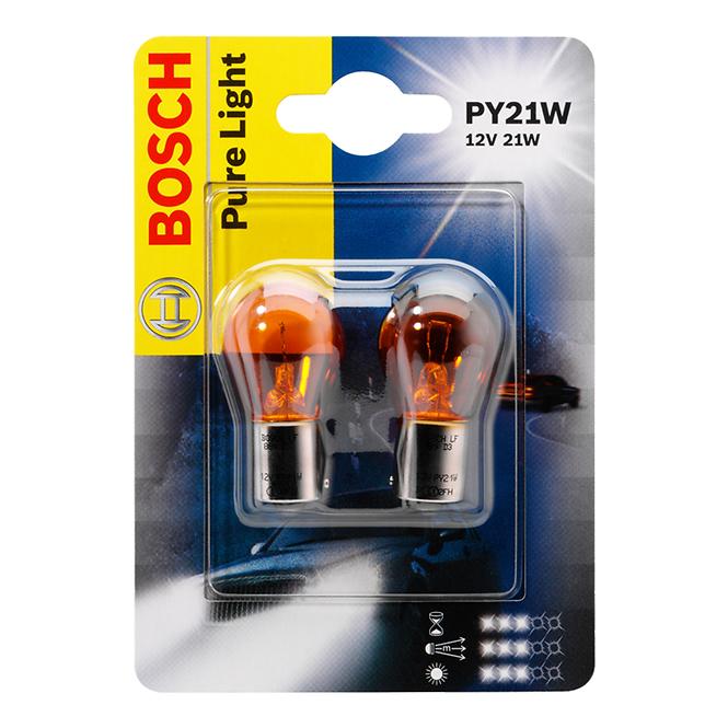Žárovka 12V 21W PY21W oranž BAU15S Bosch 2 ks Blistr