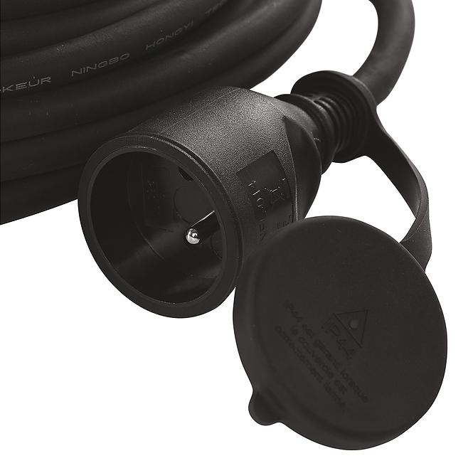 Venkovní prodlužovací kabel 10 m / 1 zásuvka / černý / guma-neopren / 230 V / 1,5 mm2