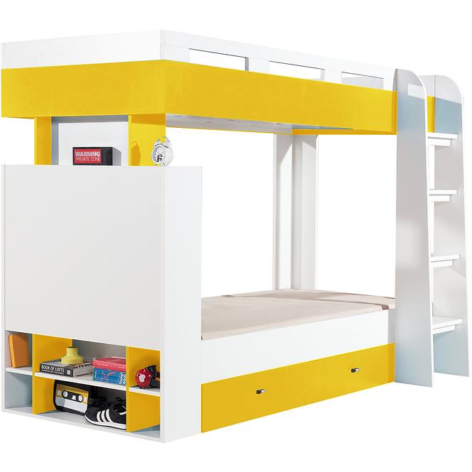 Patrová postel Mobi M019 bílá / žlutá