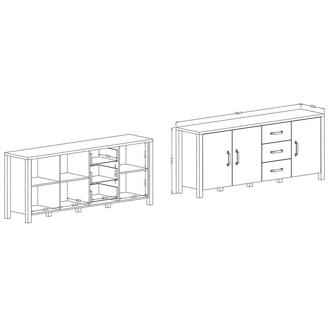 Komoda Olin 47 appenzeller fichte/černá,2