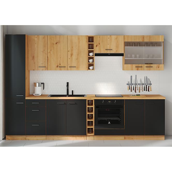Kuchyňská skříňka Modena černá/dub artisan 60dpm-210 2f