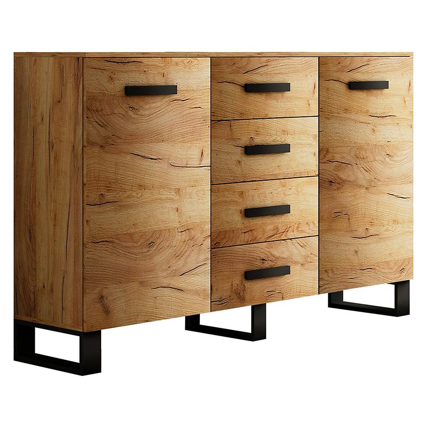 Komoda Loft 150 dub craft zlatý/černá
