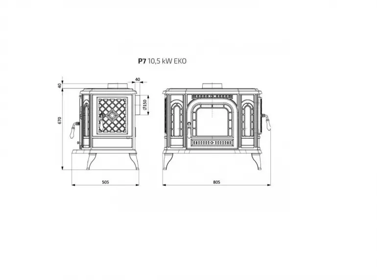 Krbová kamna P7 10.5kW Eco,2
