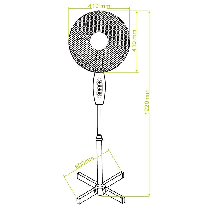 Ventilator podlahovy 15,5” VO0026 Bílý 