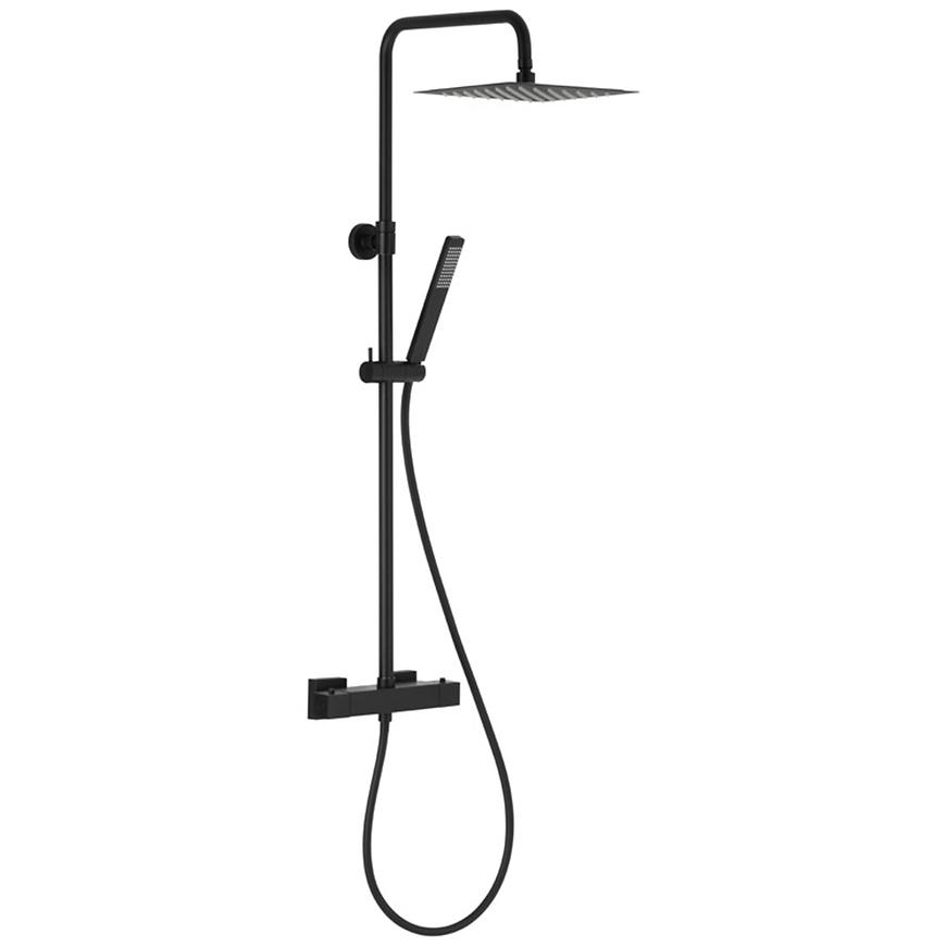 Levně Dešťová sprcha s termostatickou sprchovou baterií Logon Black Premium