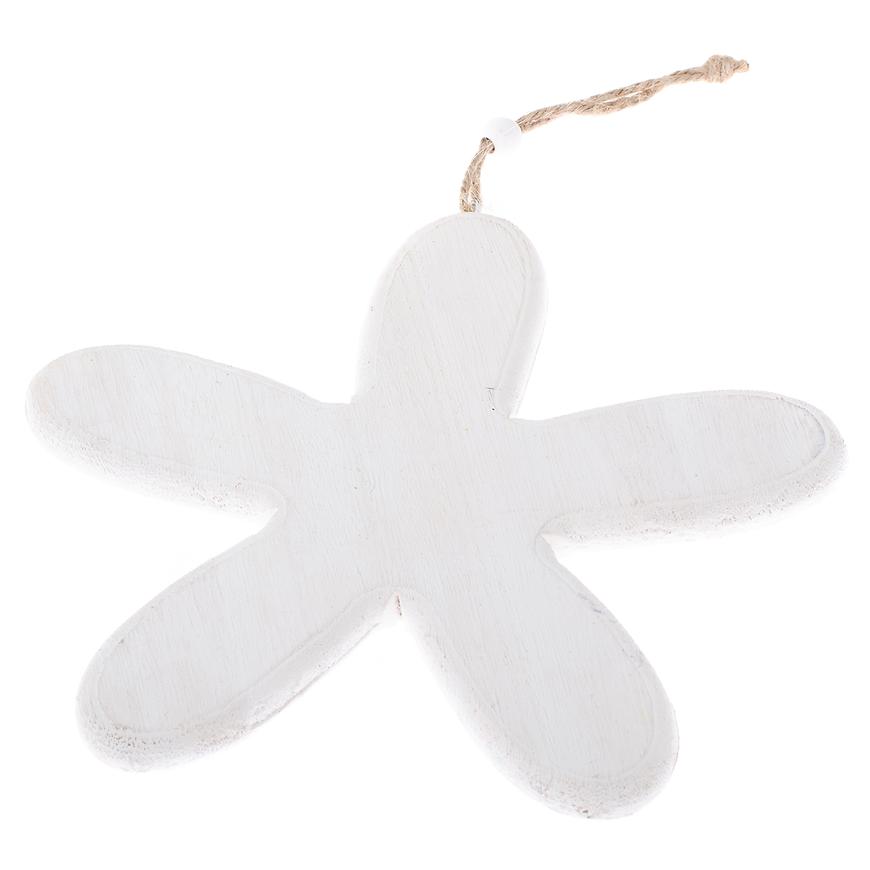 Dřevěná závěsná květina bílá MIN191030