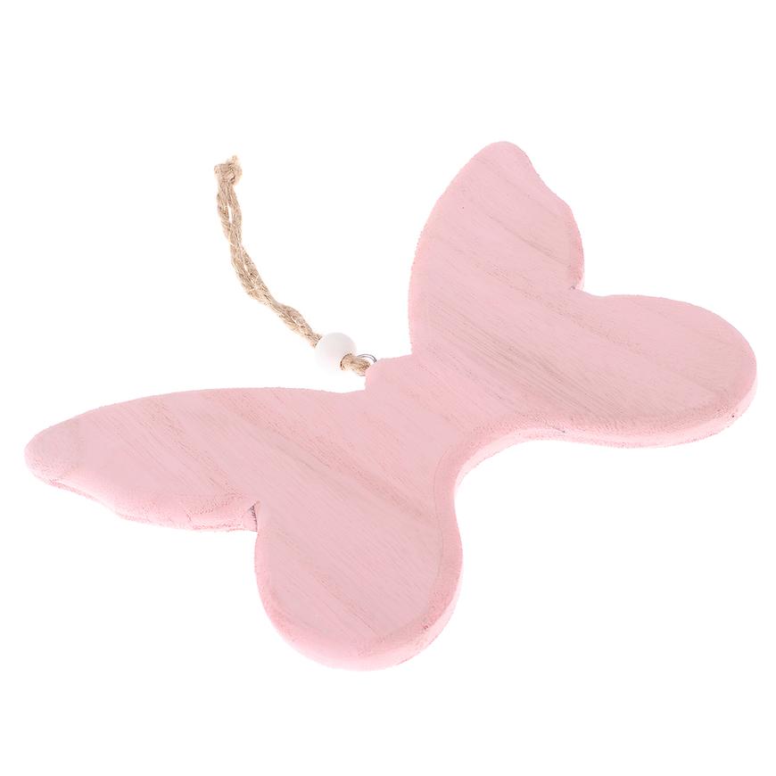Levně Dřevěný závěsný motýl růžový MIN191035