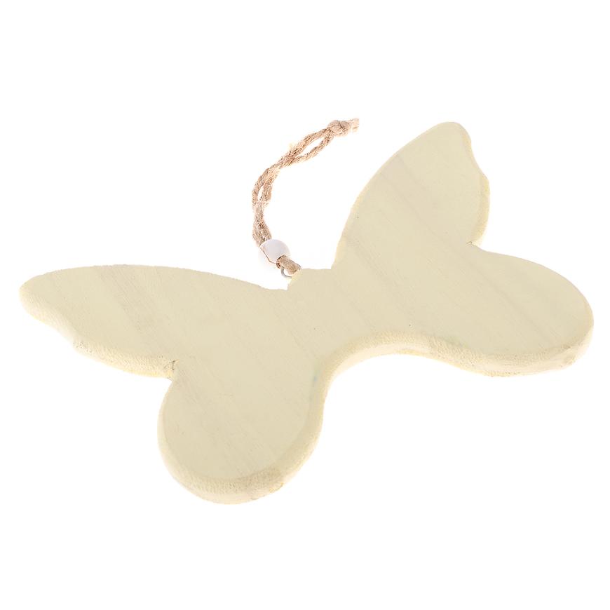 Dřevěný závěsný motýl žlutý MIN191036