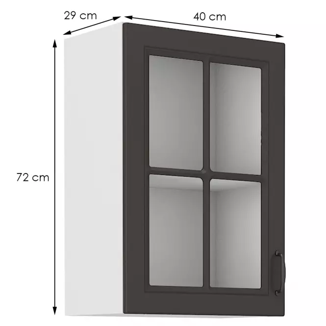 Kuchyňská skříňka STILO grafit mat/bílá 40gs-72 1f,2