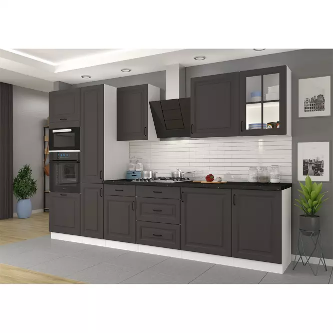 Kuchyňská skříňka STILO grafit mat/bílá 50d 1f 1s bb,5