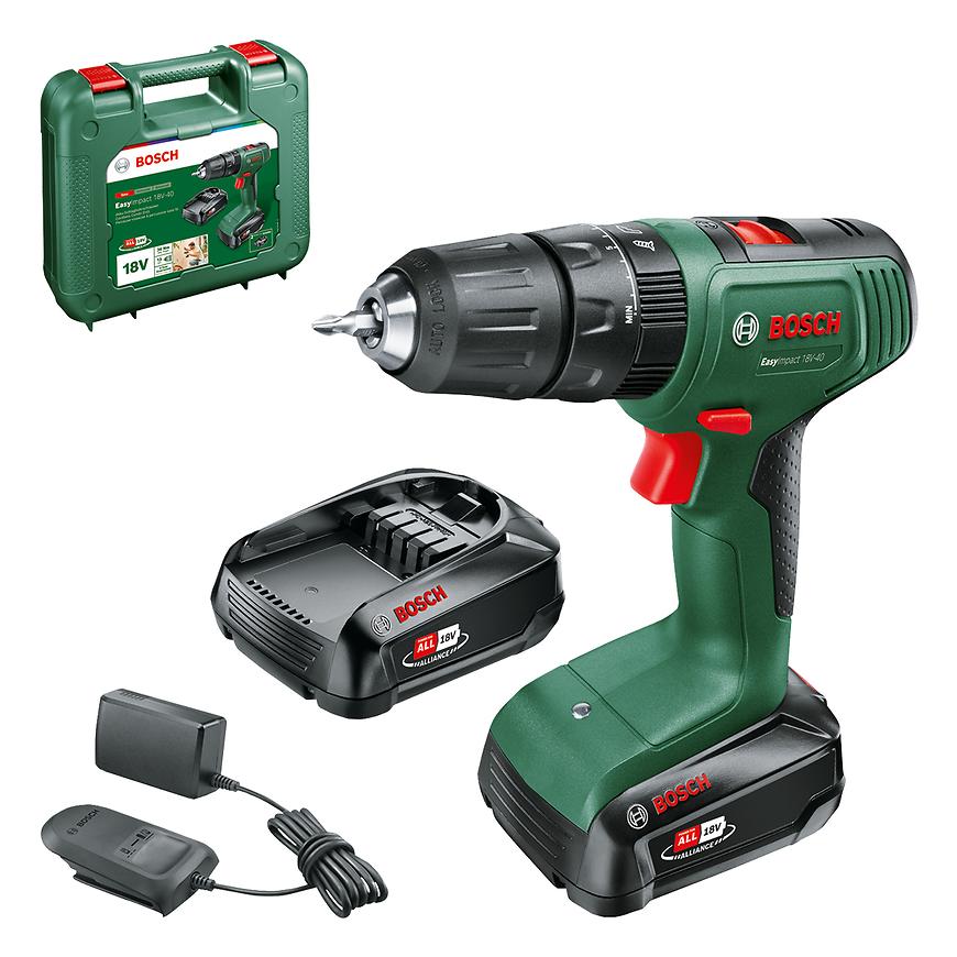 BOSCH EasyImpact 18V-40 (2x1,5Ah) aku vrtačka s příklepem