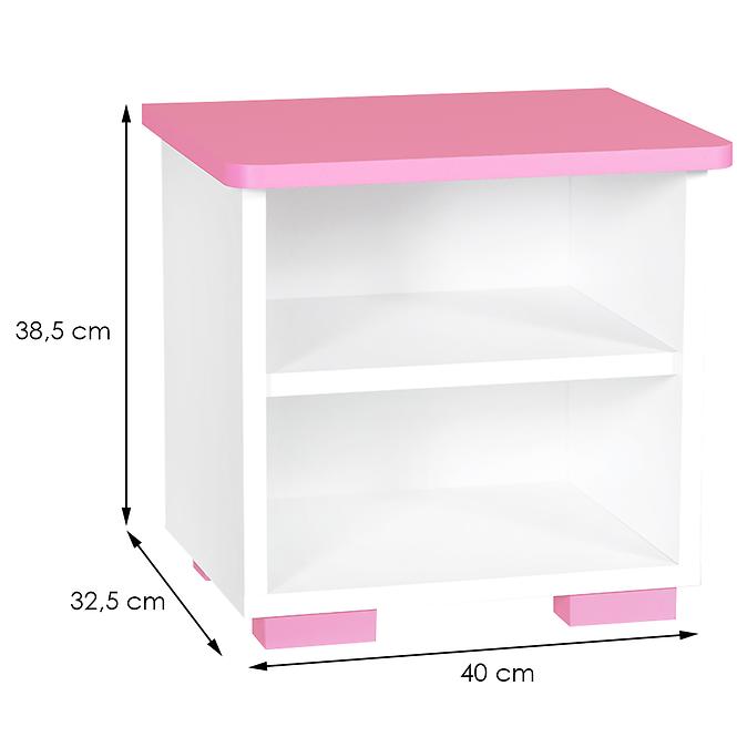 Noční stolek BB10 bílá+růžová