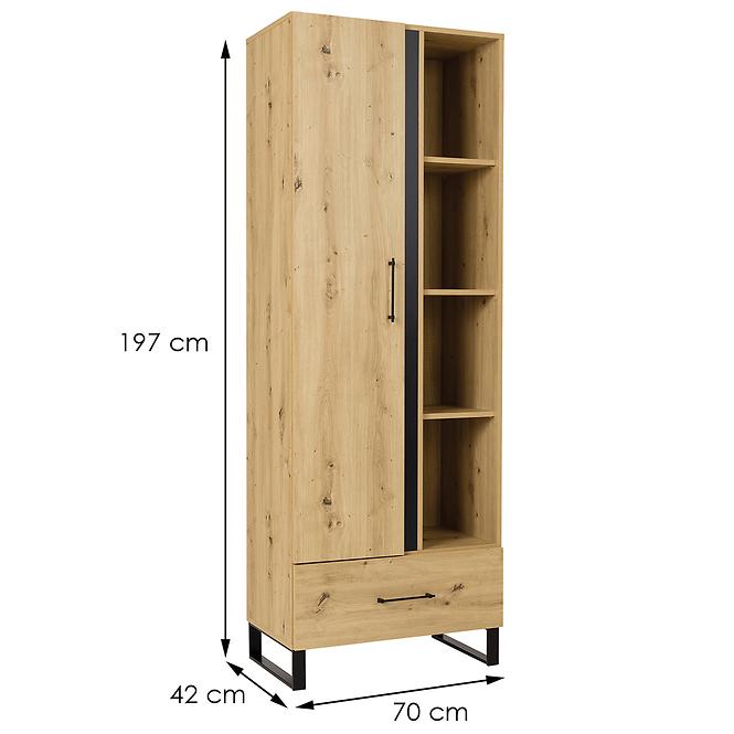 Skříň Francis 2 Dub Artisan/Černá,2