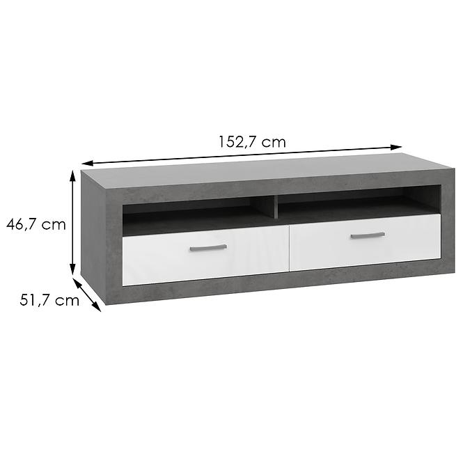 RTV skříň Trebbia BCCT121-C272 beton/bílý lesk,7