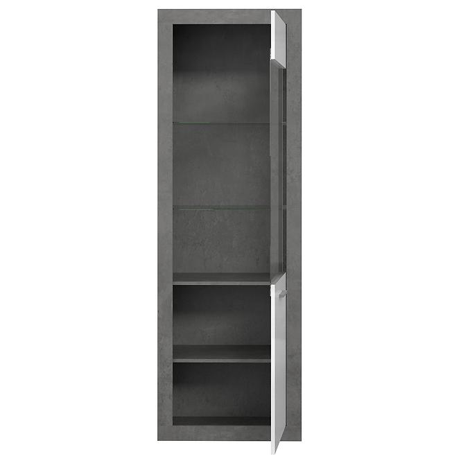 Vitrína Trebbia 1D beton/bílý lesk