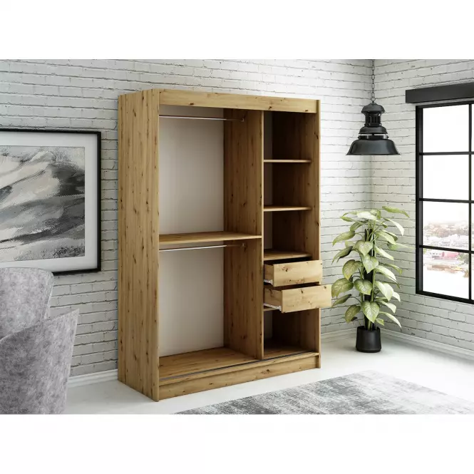 Šatní skříň Halifax T 150 dub Artisan/černá,3