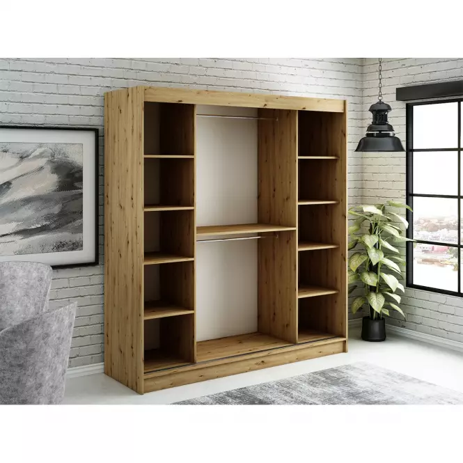 Šatní skříň Halifax Y 200 dub Artisan/černá,2