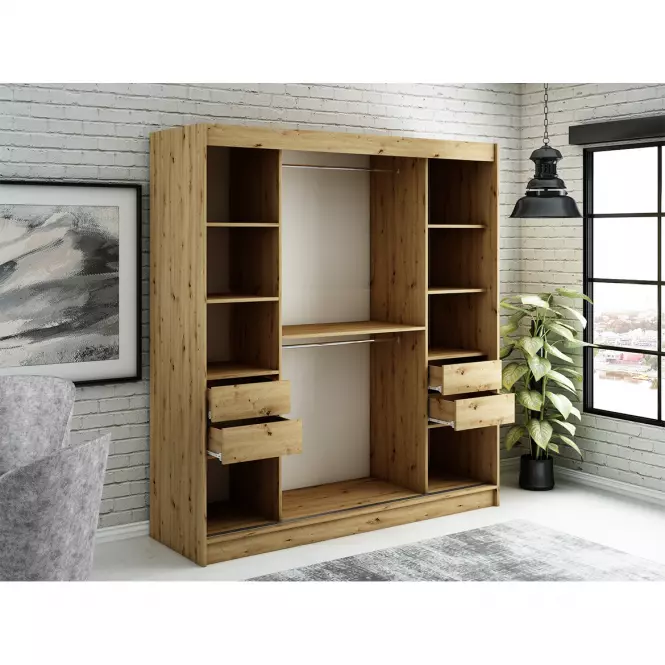 Šatní skříň Halifax Y 200 dub Artisan/černá,3