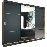 Šatní skříň Retro 200 3l Craft / Přední Grafit