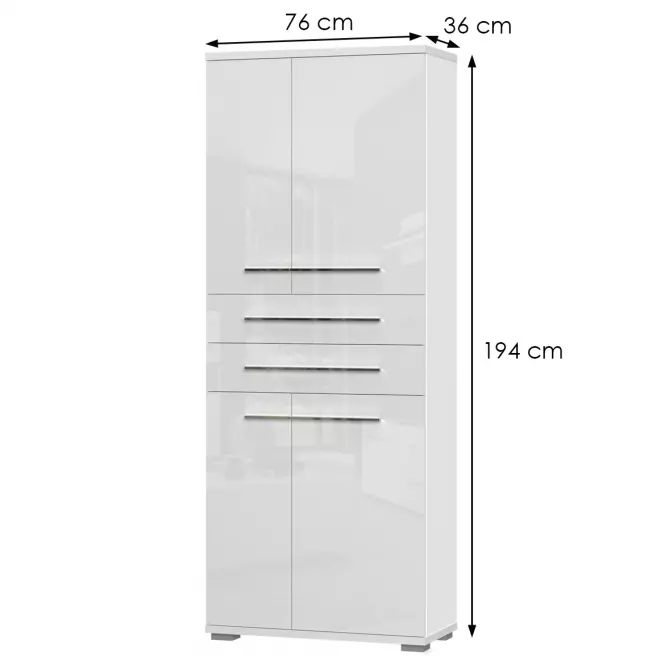 Skříň 4D2S Piano V42 bílá lesk,2