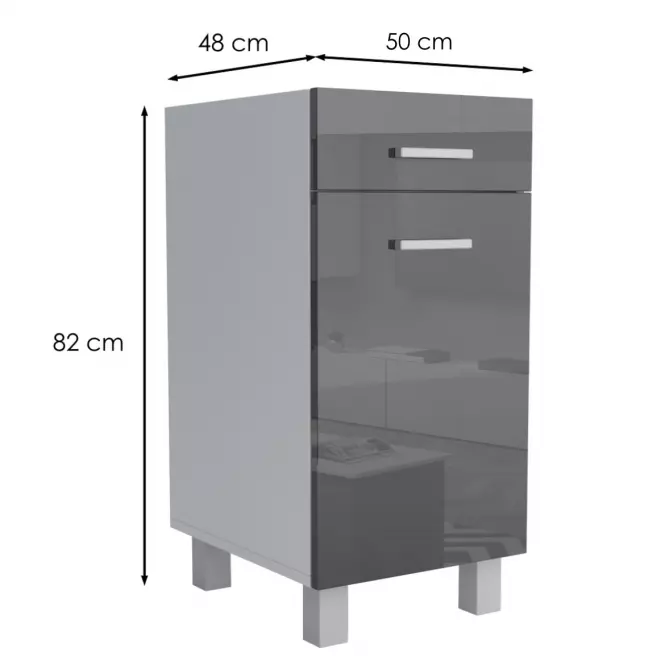 Kuchyňská Skříňka Lucjan d1f1s 50 lux černá,2