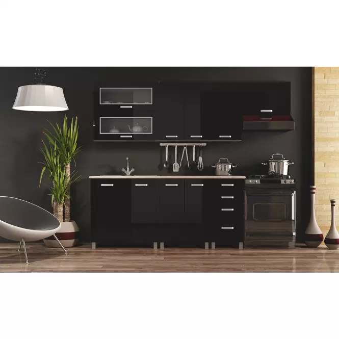 Kuchyňská Skříňka Lucjan 60dk 2f 2100 lux černá,3