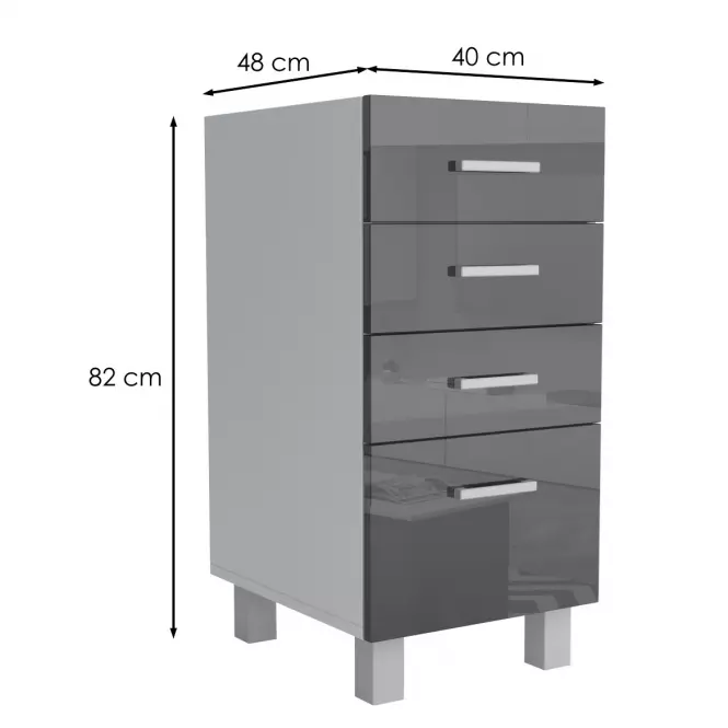 Kuchyňská Skříňka Lucjan 40d 4s lux černá,2