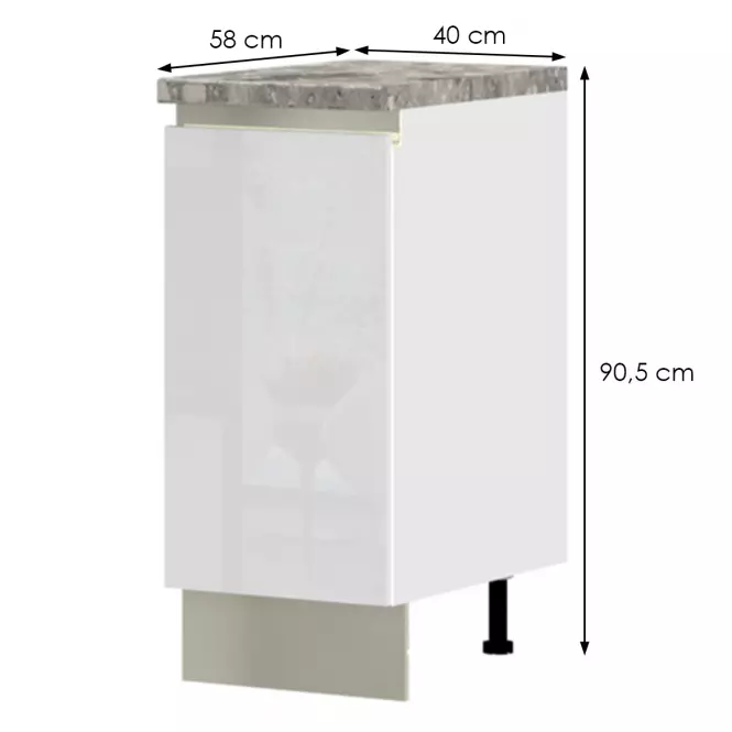 Kuchyňská skříňka Infinity R-40-1K/5 Crystal White,2