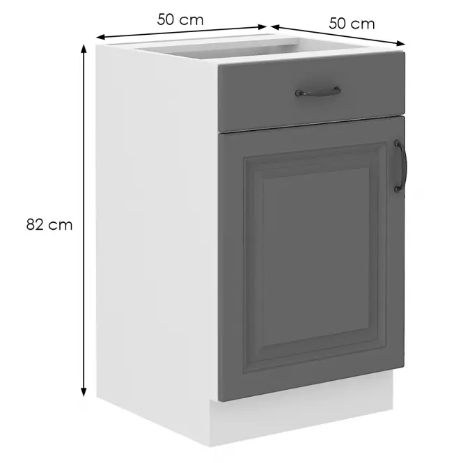 Kuchyňská Skříňka Stilo dustgrey/bílá 50D 1F 1S BB,2