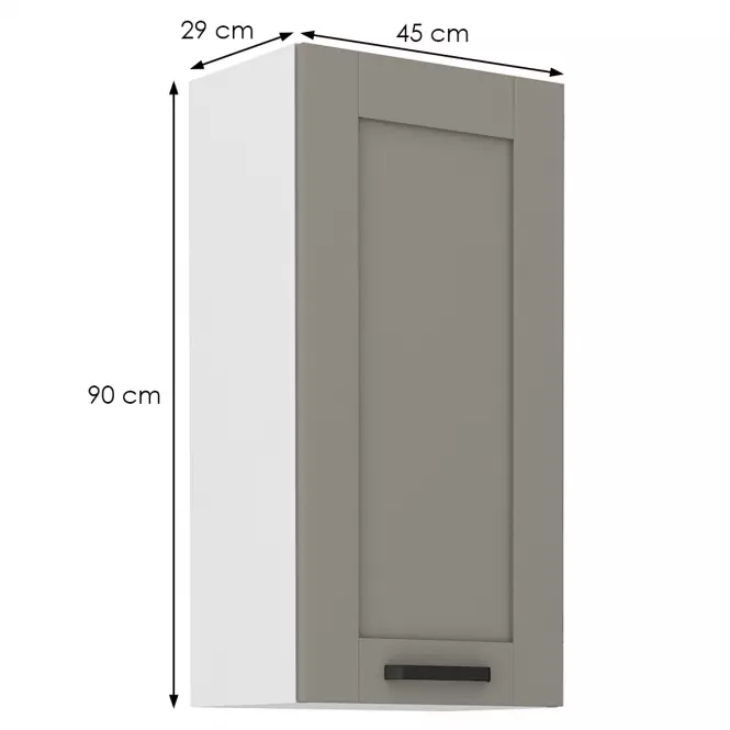 Kuchyňská skříňka Luna claygrey/bílá 45G-90 1F,2
