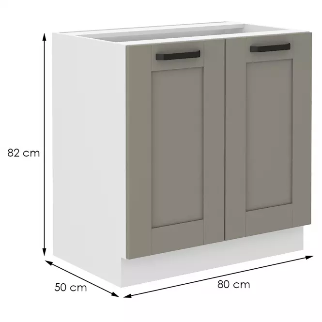 Kuchyňská skříňka Luna claygrey/bílá 80D 2F BB,2