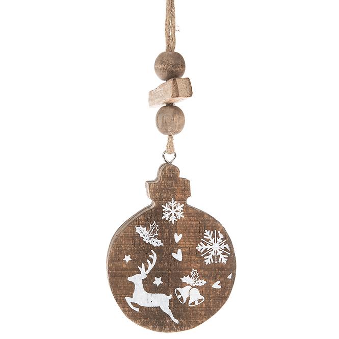 Dřevěná závěsná vánoční ozdoba iva22634