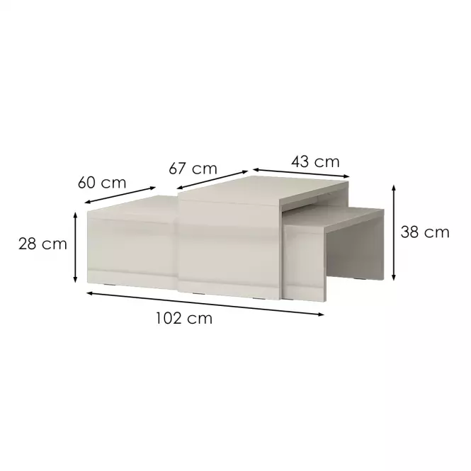 Konferenční stolek Piano SET2-71/KA/71 beige