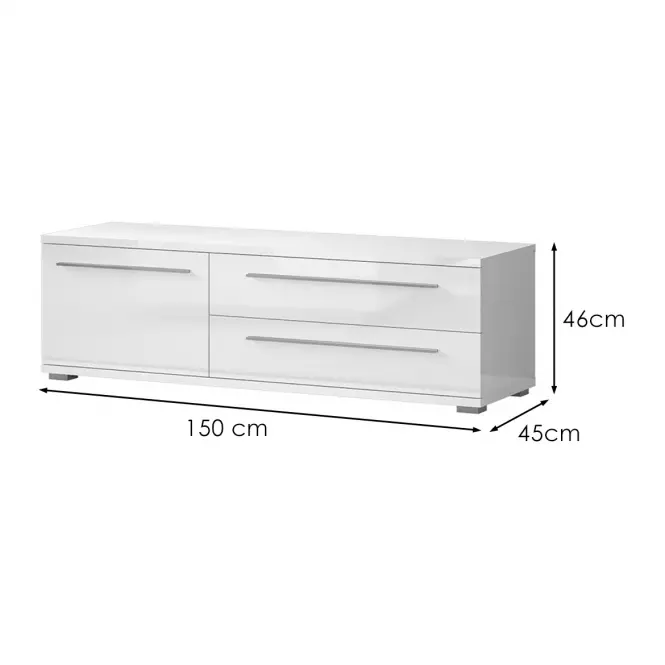 Tv Stolek Piano TV150-1K2F/PN-70/KA/70 crystal white,2